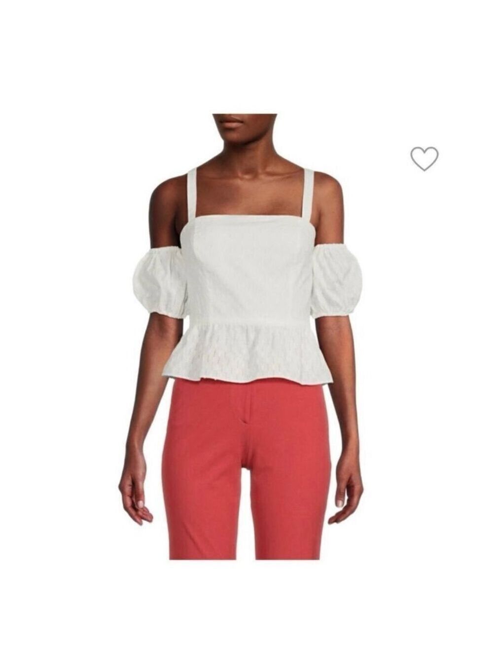 BCBGMaxAzria Cold Shoulder Peplum Top In Gardenia Sz Medium NWT